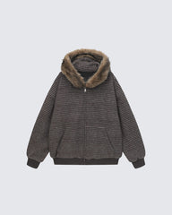 High-Street Striped Loose Hooded Sweatshirt