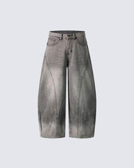 Vintage Paint Splatter Wide-Leg Jeans