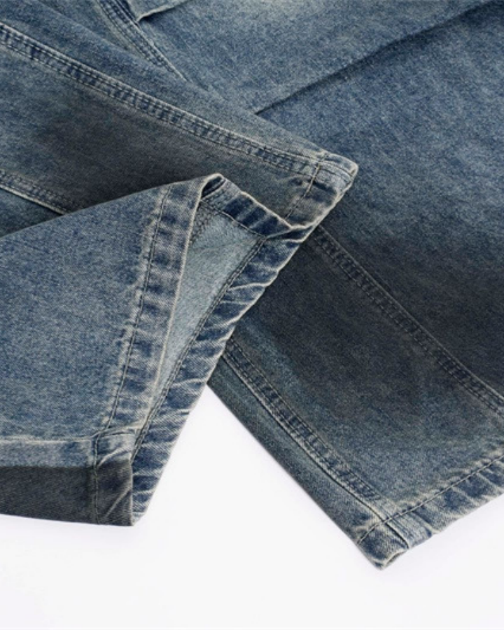 Vintage Washed Wide-Leg Denim Pants