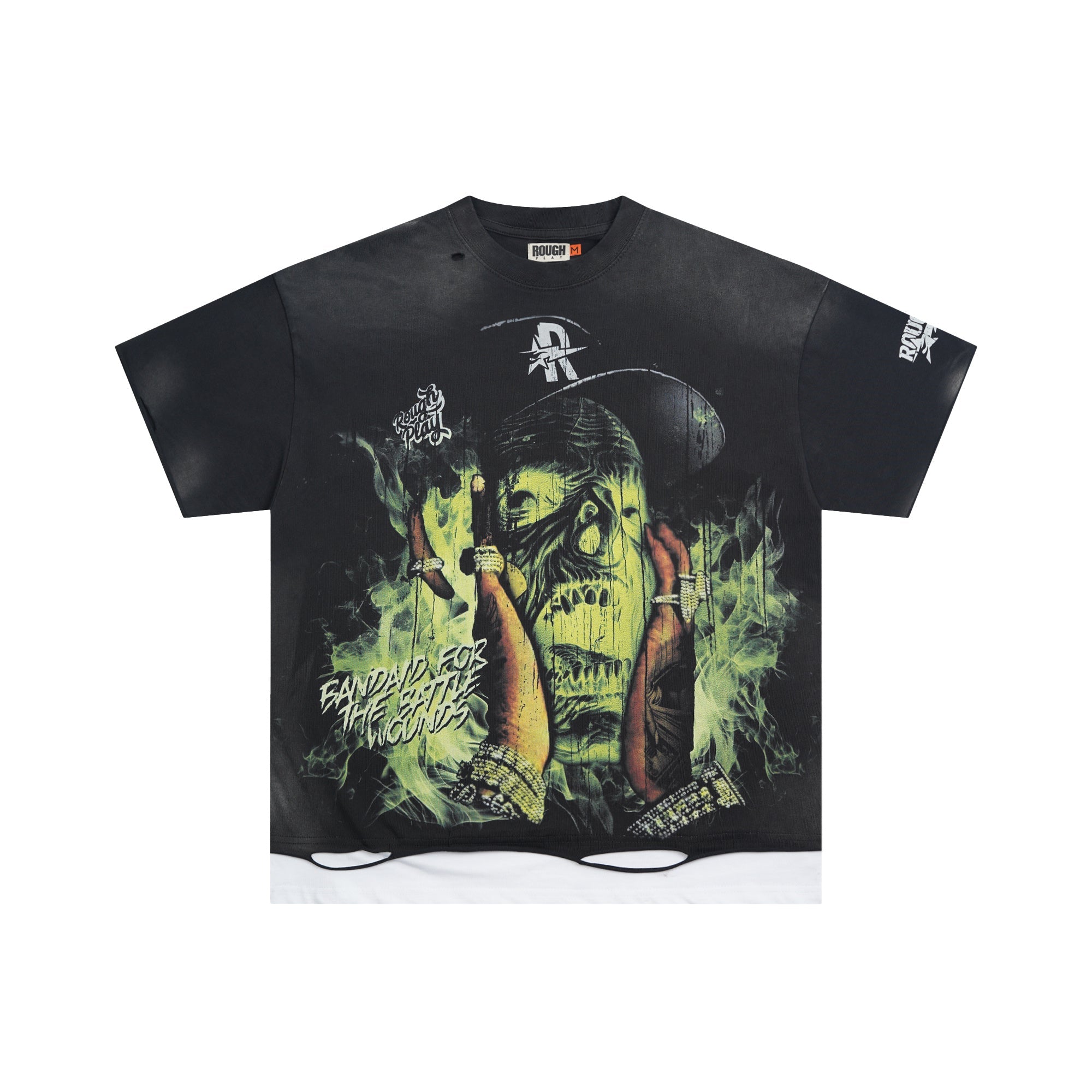 Roughplay Zombie Rapper Smoke Effect Layered Distressed Tee