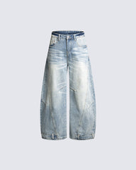 Deconstructed Cat-Whisker Curved Denim Pants
