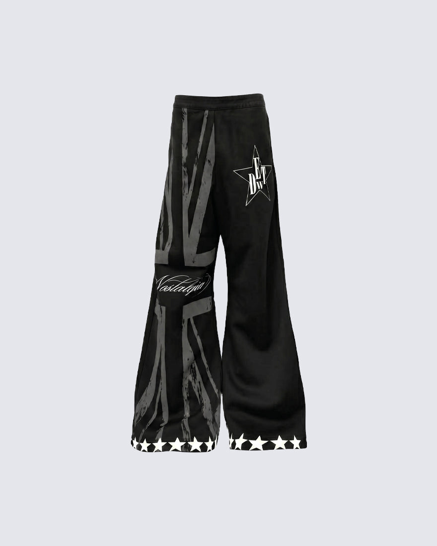 Light Asian Street Vintage Star Wide Leg Pants