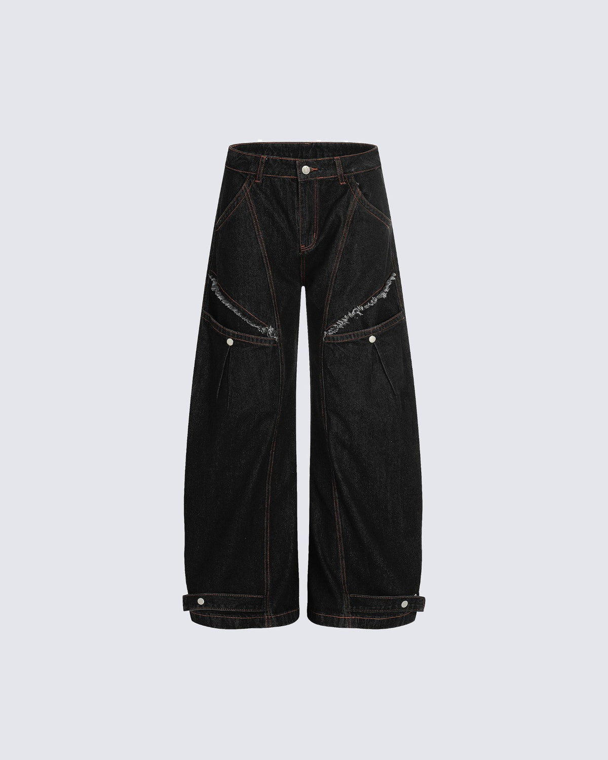 Contrast Stitch Distressed Denim Pants