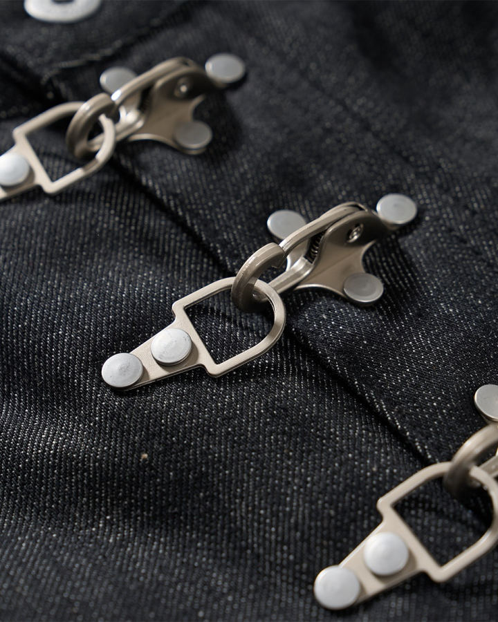 Metal Buckle Raw Black Denim Jort Shorts