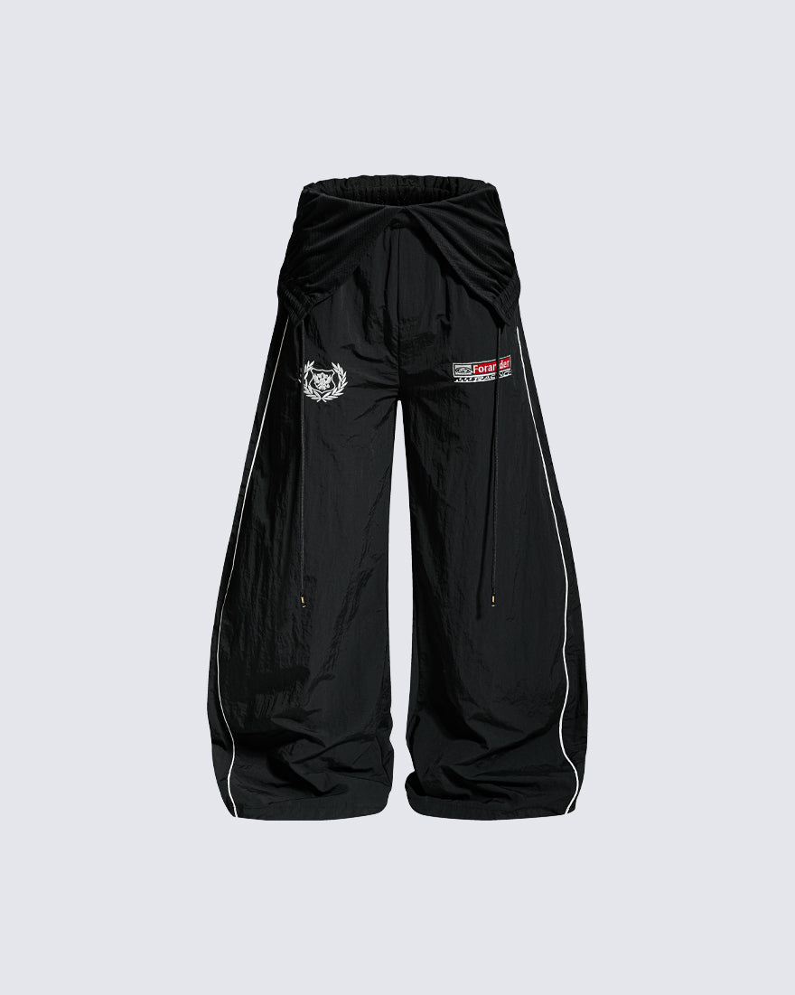 Sporty Deconstructed Elastic-Waist Casual Pants
