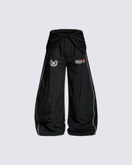 Sporty Deconstructed Elastic-Waist Casual Pants