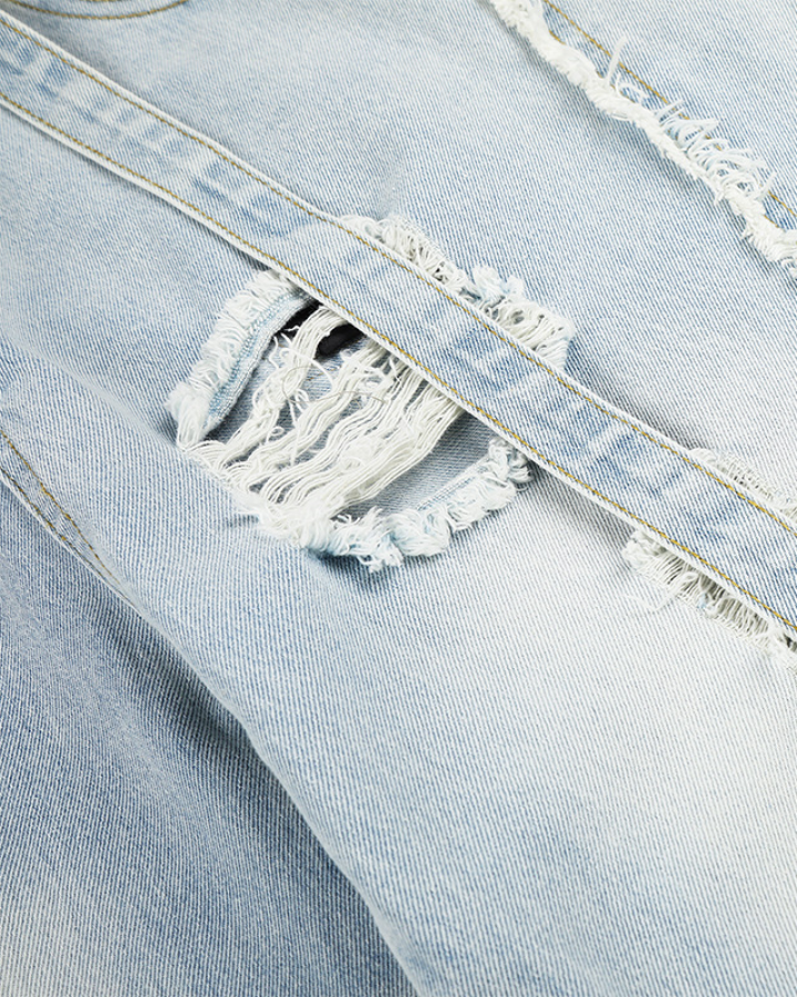 Distressed Strap Wide-Leg Jeans