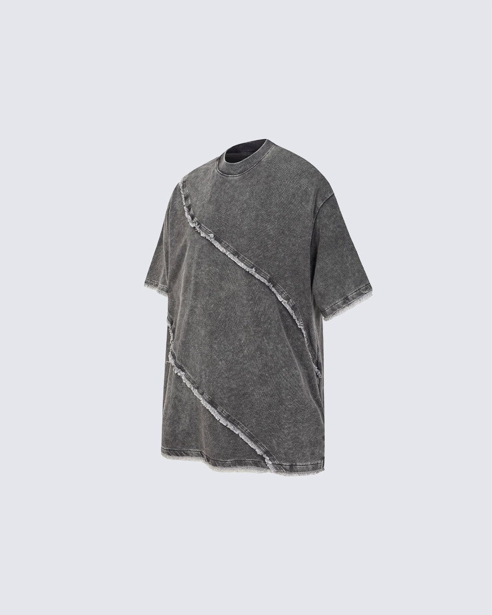 New Dark Grunge Washed Raw Edge Panel Tee