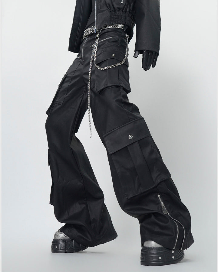 Dark Niche Multi-Pocket PU Cargo Pants