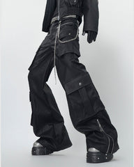 Dark Niche Multi-Pocket PU Cargo Pants