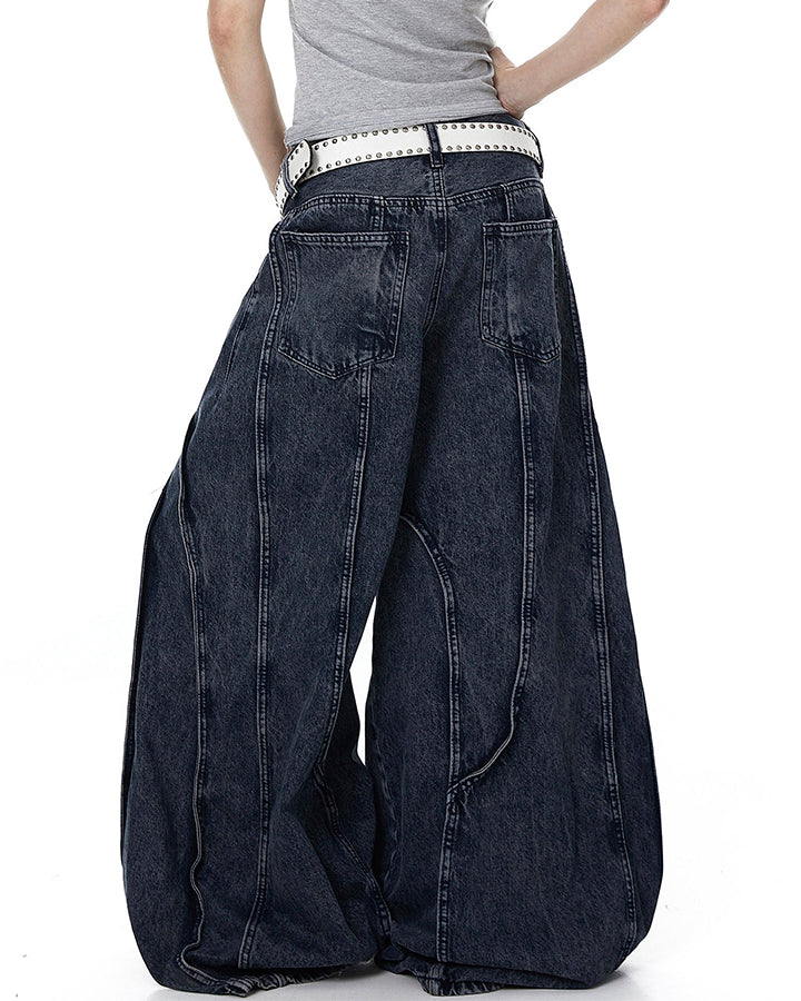 American Wash Patchwork Loose-Fit Denim Pants