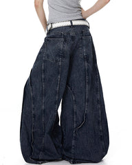 American Wash Patchwork Loose-Fit Denim Pants