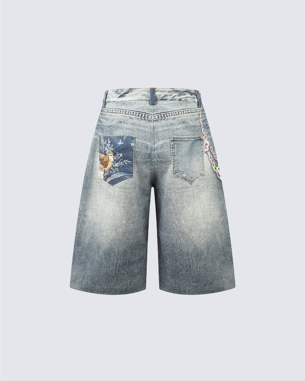 American Y2K Patchwork Denim Shorts