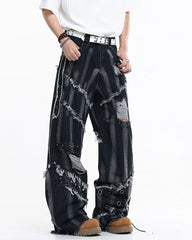 Heavy Distressed Washed Denim Jeans