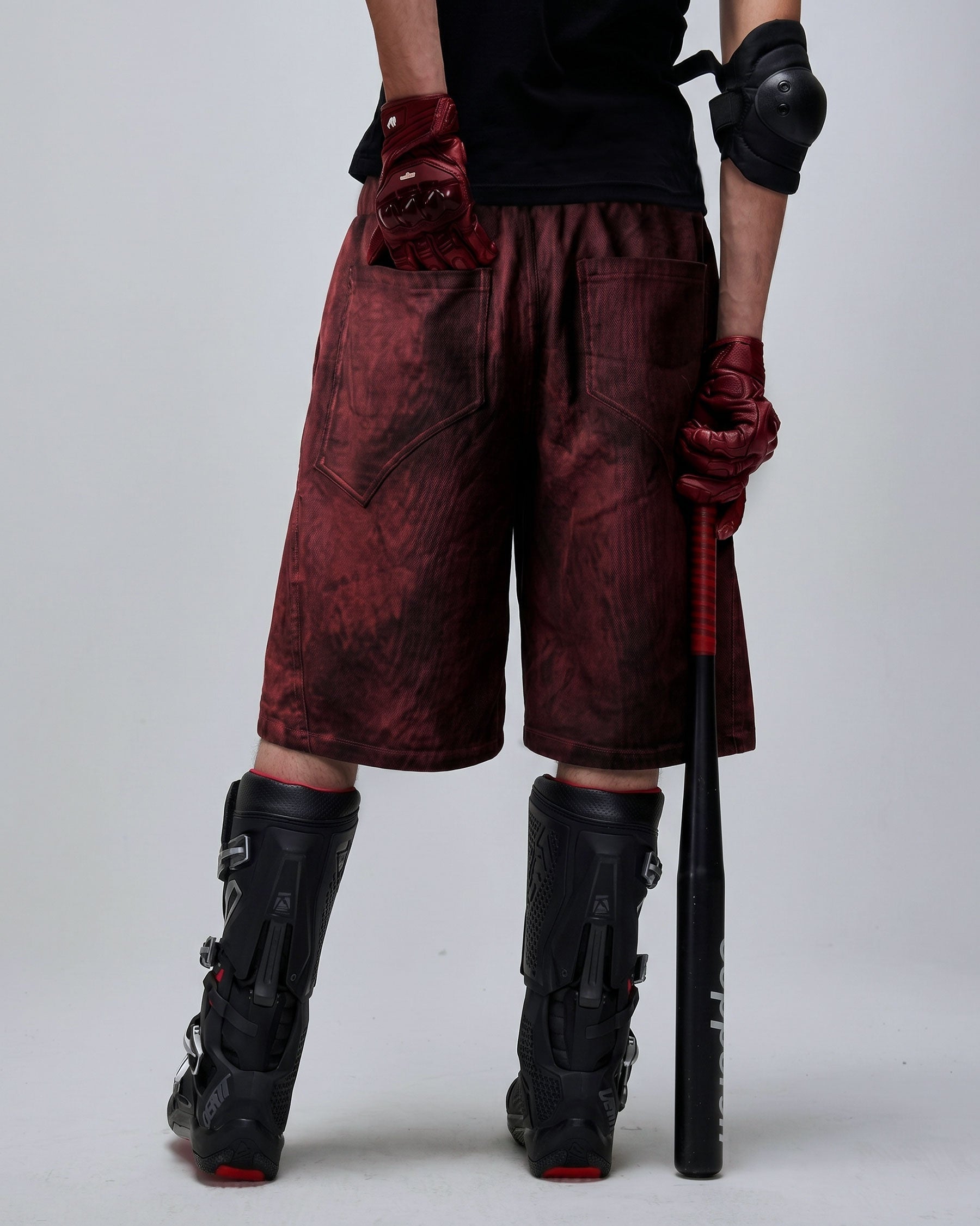 KIIKIO -New Washed Distressed Panel Drawstring Shorts