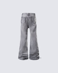 Niche Light-Asian Deconstructed Flared Jeans