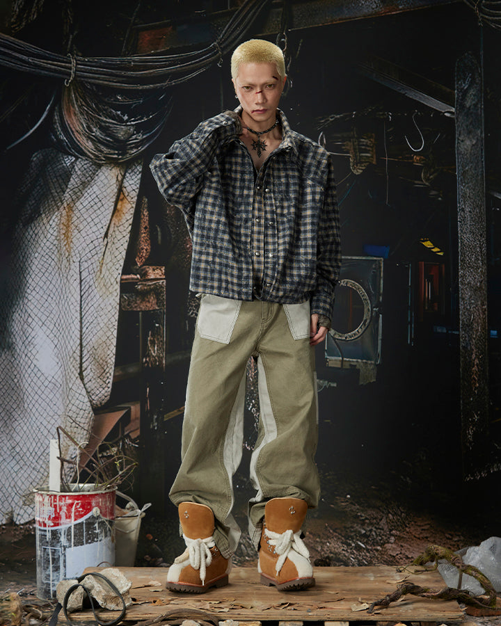 Vintage Chic Two-Tone Cargo Pants