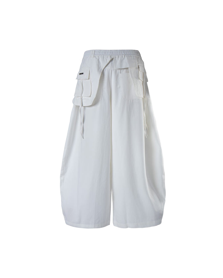 Detachable Back-Flap Wide-Leg Cargo Pants