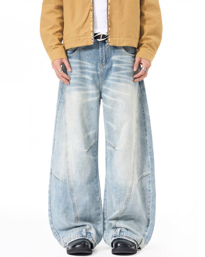 Deconstructed Cat-Whisker Curved Denim Pants