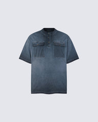 Utility Vintage Washed Double Pocket Henley Tee