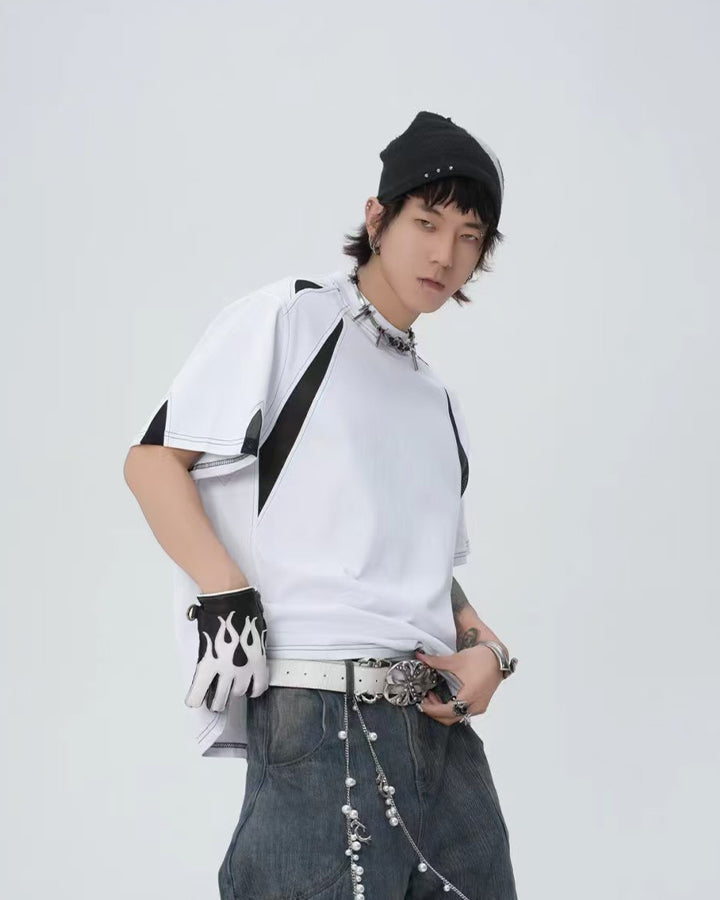 New Streetwear Color-Block Short Sleeve Tee