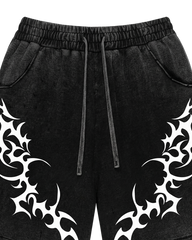 Tribal Print Black Sweat Shorts