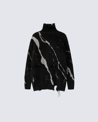 American Dark Aesthetic Distressed Turtleneck Sweater