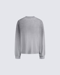 Distressed Crewneck Long Sleeve T-Shirt