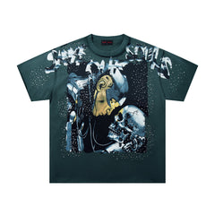 Rare Peace SOS Skull Dark Green Oversized Tee