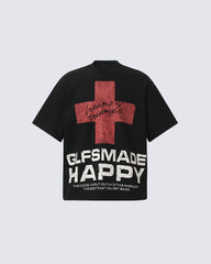 New Gothic Cross Graphic  Black Streetwear T-Shirt