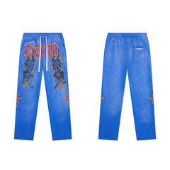 DUAA Panther Flame Vintage Washed Straight‑Leg Sweatpants