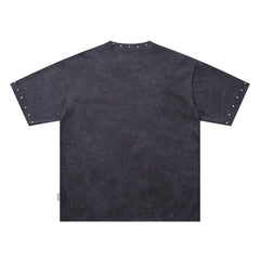 SAINT RECKLESS Globe Clown Rhinestone Dark Grey Oversized T-Shirt
