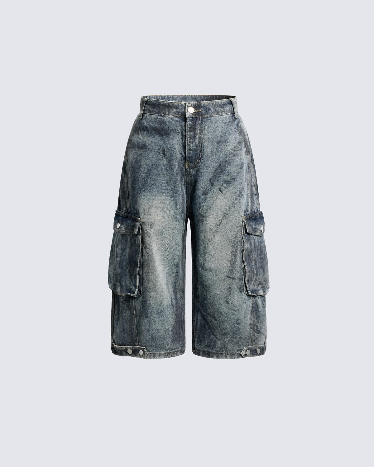 Distressed Workwear Denim Capri Pants