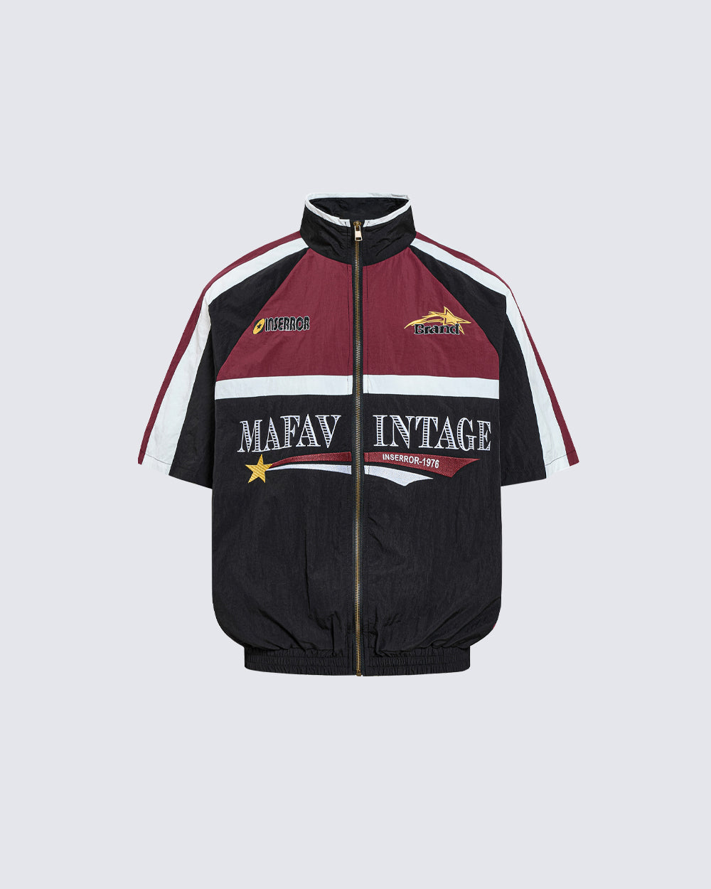 American Retro Embroidered Color-Blocked Deconstructed Flight Jacket