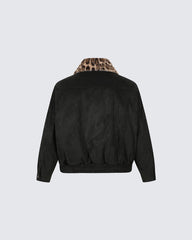 Barn-Style American Leopard Faux Suede Jacket