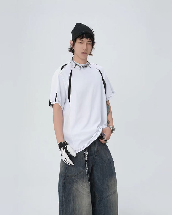 New Streetwear Color-Block Short Sleeve Tee