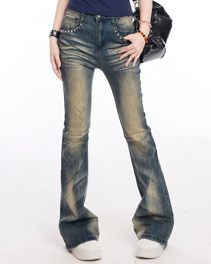 American Vintage Whiskered Flared Jeans