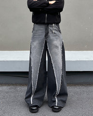 Vintage Washed Patchwork Denim Pants
