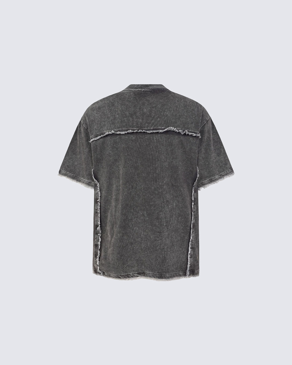 New Dark Grunge Washed Raw Edge Panel Tee