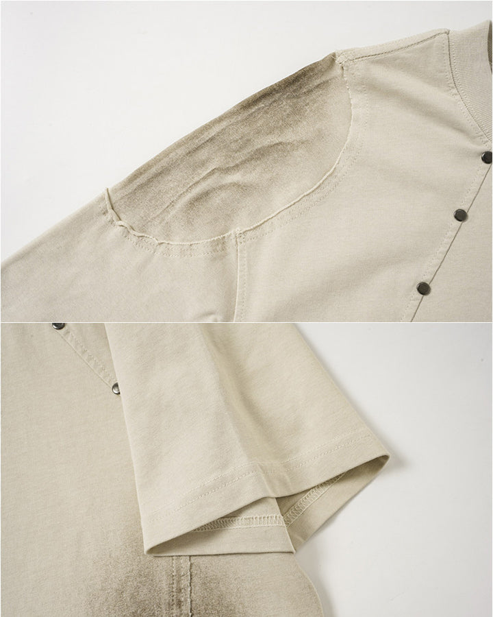 Vintage Spray-Print Distressed Studded New Tee