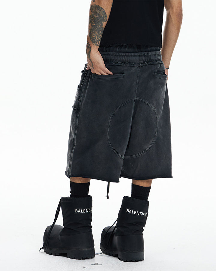 Deconstructed Washed Cropped Football Pants New
