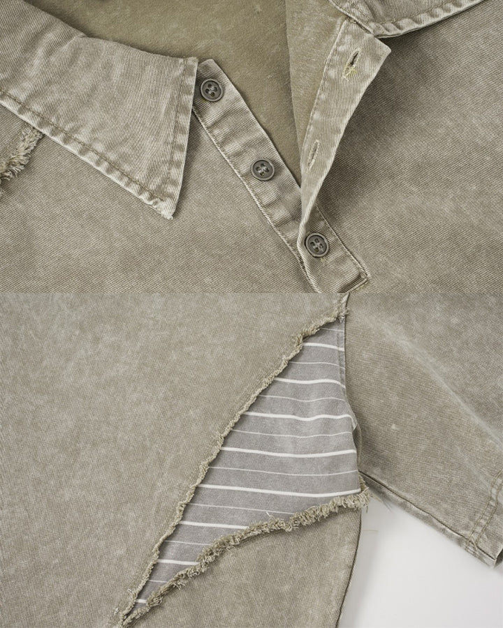 High-Street Deconstructed Washed Polo Shirt