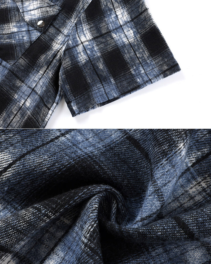 American Vintage Tie-Dye Plaid Shirt T