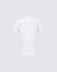 New Black Rivet Shoulder Spliced Slim Fit T-Shirt