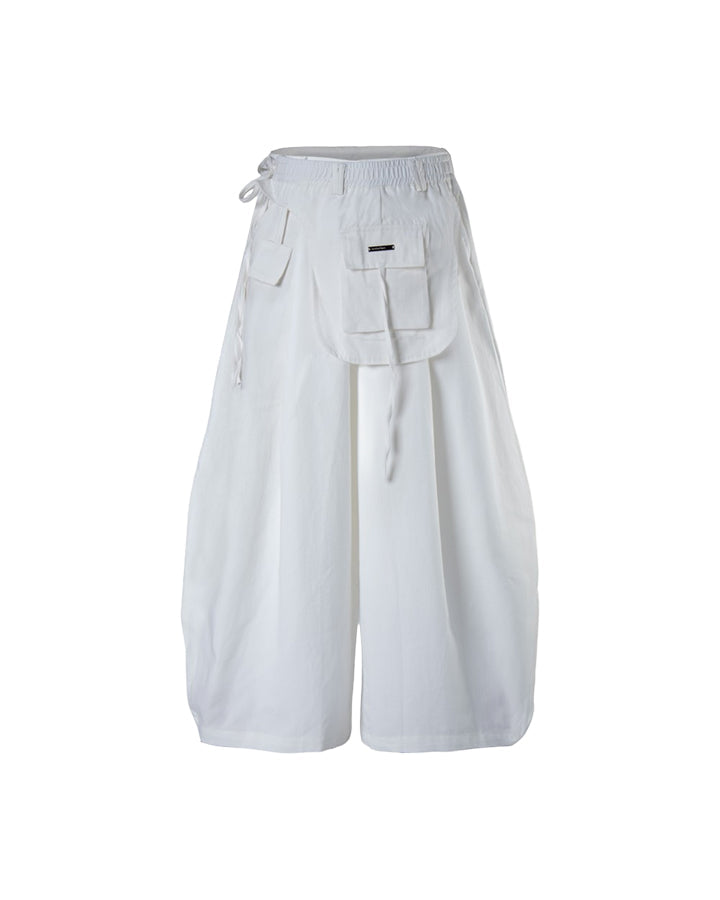 Detachable Back-Flap Wide-Leg Cargo Pants