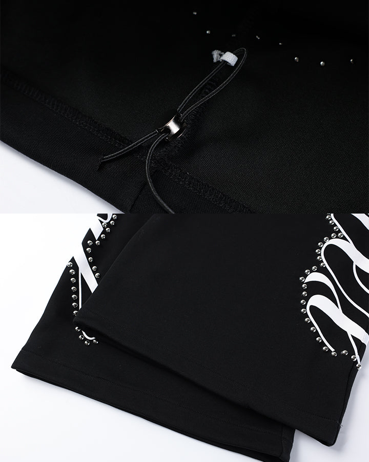 New Studded Graffiti Letter Wide Leg Sweatpants