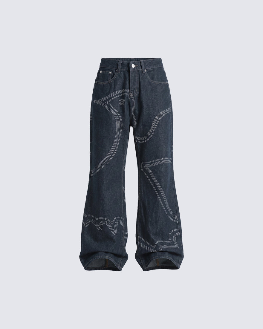 American High Street Contrast Stitch Flared Jeans