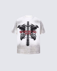 American Retro Bone Print Short-Sleeved T-Shirt