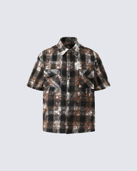 American Vintage Tie-Dye Plaid Shirt T