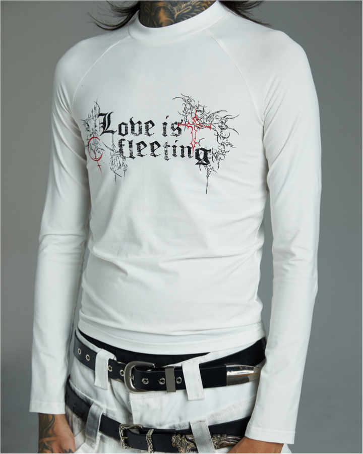 Gothic Graphic Long Sleeve Tee With Lettering